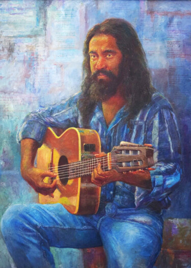 Schilderij getiteld "Serenade" door Shanaka Kulatunga, Origineel Kunstwerk, Olie Gemonteerd op Frame voor houten brancard