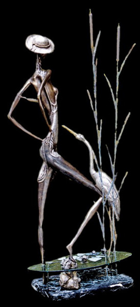 Sculpture titled ""Heron"" by Shanaro, Original Artwork, Bronze