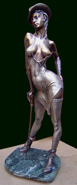 Скульптура под названием ""Girl with a walkin…" - Shanaro, Подлинное произведение искусства, Металлы