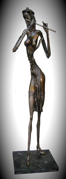 Sculpture intitulée ""flute"" par Shanaro, Œuvre d'art originale, Métaux