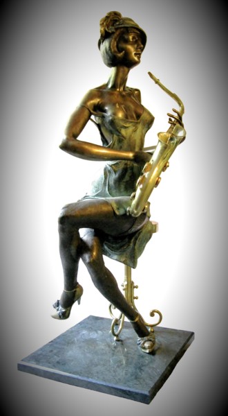 Sculptuur getiteld "Saxophone" door Shanaro, Origineel Kunstwerk, Metalen