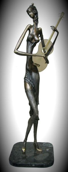 Sculptuur getiteld "guitare" door Shanaro, Origineel Kunstwerk, Metalen