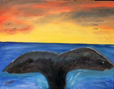 Peinture intitulée "whales-tail-unframe…" par Shan Rodgers, Œuvre d'art originale, Huile