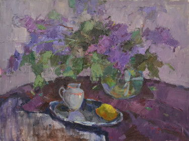 Schilderij getiteld "Lilac" door Alexander Shandor, Origineel Kunstwerk, Olie