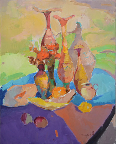 Malerei mit dem Titel "Mysterious pitchers…" von Alexander Shandor, Original-Kunstwerk, Öl