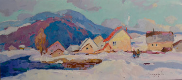 Painting titled "Winter cold" by Alexander Shandor, Original Artwork, Oil