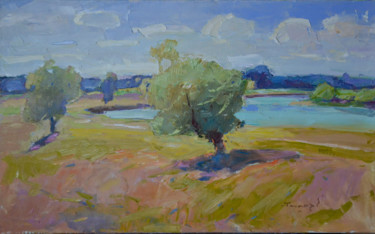 Malarstwo zatytułowany „Hot Summer _ oil on…” autorstwa Alexander Shandor, Oryginalna praca, Olej