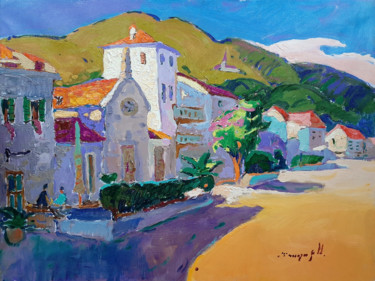 Painting titled "Montenegro. Prcanj…" by Alexander Shandor, Original Artwork, Oil Mounted on Wood Stretcher frame