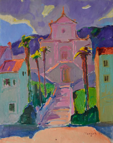 Prcanj. Virgin church _ oil on canvas Картина под названием "Prcanj. Virgin chur…" - Alexander Shandor, Подлинное произведение искусства, Масло