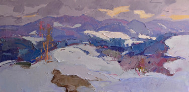 Pittura intitolato "Severe winter _ oil…" da Alexander Shandor, Opera d'arte originale, Olio Montato su Telaio per barella i…