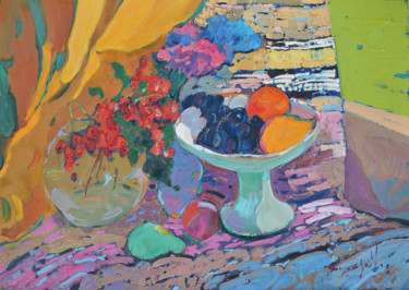 Картина под названием "Fruit bowl _ oil on…" - Alexander Shandor, Подлинное произведение искусства, Масло