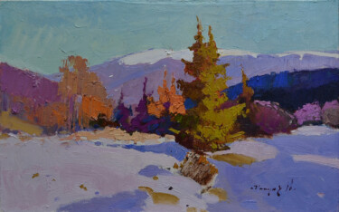 Картина под названием "Sunny winter _ oil…" - Alexander Shandor, Подлинное произведение искусства, Масло Установлен на Дерев…