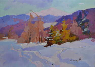 Painting titled "Fresh day" by Alexander Shandor, Original Artwork, Oil Mounted on Wood Stretcher frame