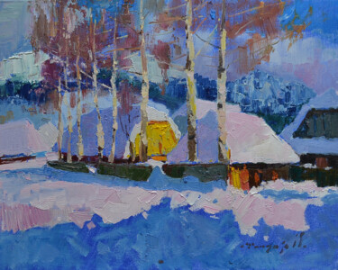 Painting titled "Frosty day _ oil on…" by Alexander Shandor, Original Artwork, Oil