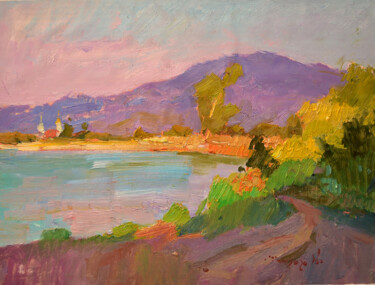 Painting titled "A passing summer day" by Alexander Shandor, Original Artwork, Oil Mounted on Wood Stretcher frame