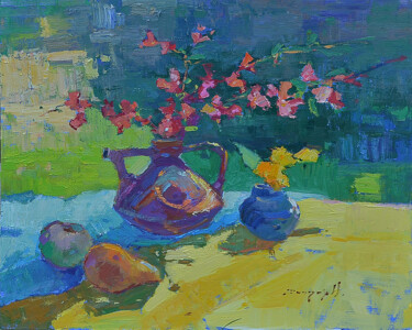 Painting titled "Chaenoméles Japónic…" by Alexander Shandor, Original Artwork, Oil