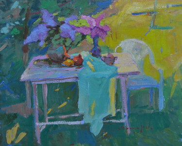 Painting titled "In the shade _ oil…" by Alexander Shandor, Original Artwork, Oil