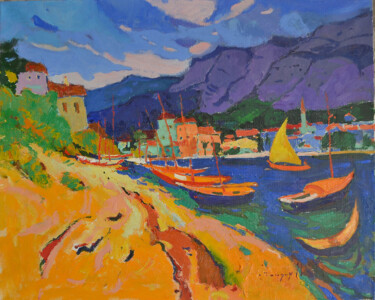Peinture intitulée "Makarska Riviera" par Alexander Shandor, Œuvre d'art originale, Huile Monté sur Châssis en bois