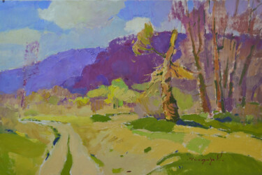 Painting titled "Spring freshness" by Alexander Shandor, Original Artwork, Oil Mounted on Wood Stretcher frame