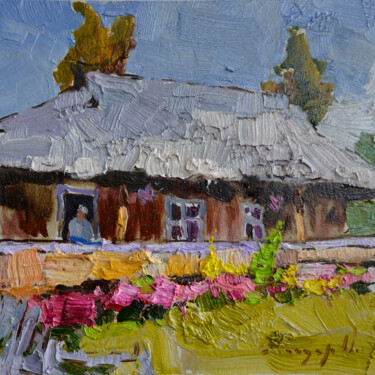 Картина под названием "Old House _ Oil on…" - Alexander Shandor, Подлинное произведение искусства, Масло Установлен на Дерев…