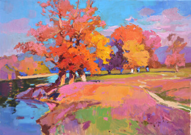 Картина под названием "Autumn palette" - Alexander Shandor, Подлинное произведение искусства, Масло Установлен на Деревянная…