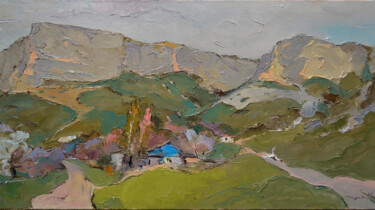 Painting titled "Grey Mountain" by Alexander Shandor, Original Artwork, Oil