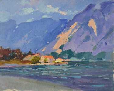 Pintura intitulada "Kotor mountains" por Alexander Shandor, Obras de arte originais, Óleo Montado em Armação em madeira
