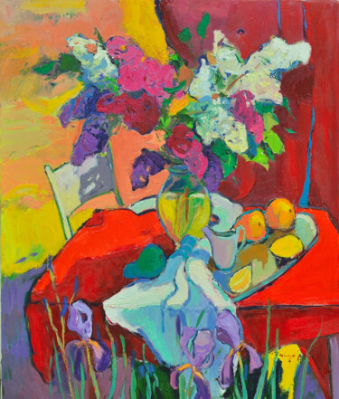 Peinture intitulée "Playful lilac" par Alexander Shandor, Œuvre d'art originale, Huile