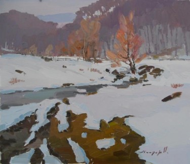 Malarstwo zatytułowany „Winter creek” autorstwa Alexander Shandor, Oryginalna praca, Olej