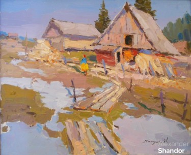 Peinture intitulée "Spring in Bukovel" par Alexander Shandor, Œuvre d'art originale, Huile