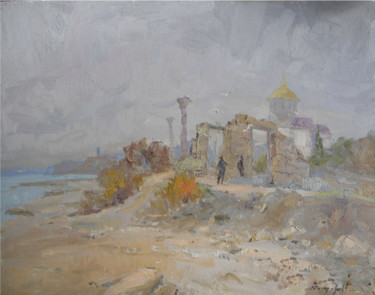 Painting titled "Hersonissos Overcast" by Alexander Shandor, Original Artwork, Oil