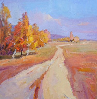 Painting titled "On the road" by Alexander Shandor, Original Artwork, Oil