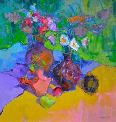Картина под названием "With Sunflowers" - Alexander Shandor, Подлинное произведение искусства, Масло