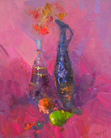 Painting titled "Carafe of wine" by Alexander Shandor, Original Artwork, Oil