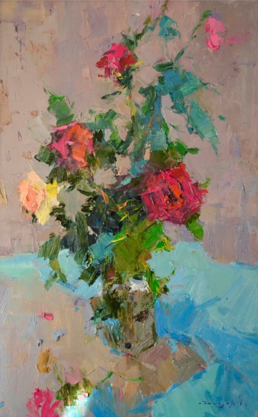 Painting titled "roses" by Alexander Shandor, Original Artwork, Oil