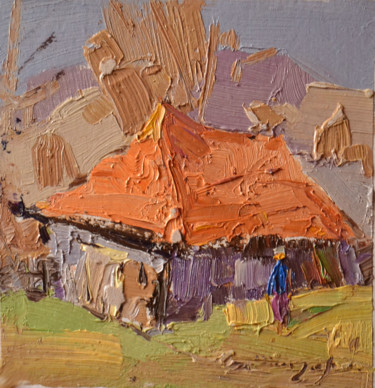 Painting titled "rural house" by Alexander Shandor, Original Artwork, Oil