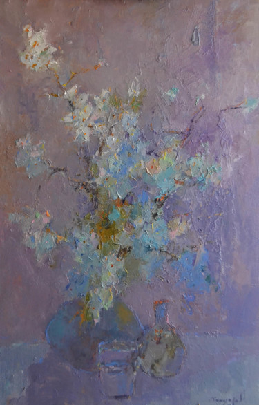Картина под названием "Ветки вишни / branc…" - Alexander Shandor, Подлинное произведение искусства, Масло