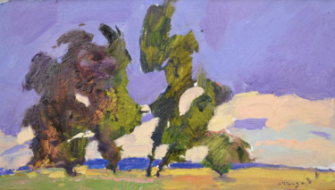 Картина под названием "Wind in the field" - Alexander Shandor, Подлинное произведение искусства, Масло