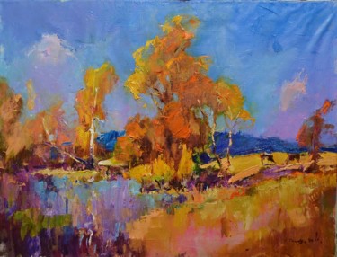 Painting titled "затон/backwater" by Alexander Shandor, Original Artwork, Oil