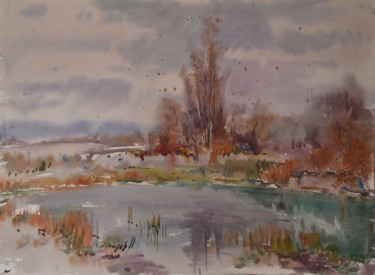 Painting titled "backwater 2" by Alexander Shandor, Original Artwork, Watercolor