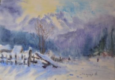 Pittura intitolato "velvety winter" da Alexander Shandor, Opera d'arte originale, Acquarello