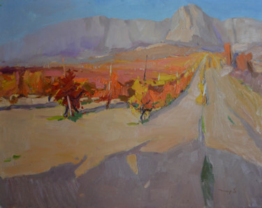 Pittura intitolato "Crimean vineyards" da Alexander Shandor, Opera d'arte originale, Olio Montato su Telaio per barella in l…