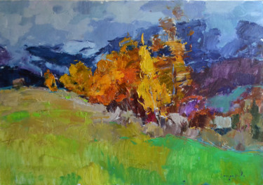 Картина под названием "Autumn Haze" - Alexander Shandor, Подлинное произведение искусства, Масло Установлен на Деревянная ра…