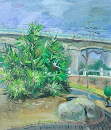 Painting titled "Pine Tree" by Shanlin Shu, Original Artwork, Oil