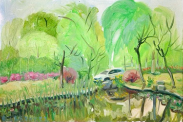 Painting titled "May Day" by Shanlin Shu, Original Artwork, Oil