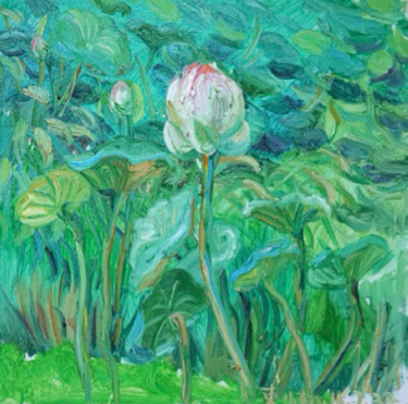 Painting titled "Lotus" by Shanlin Shu, Original Artwork, Oil