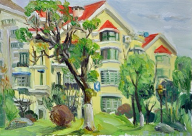 Painting titled "Old Tree" by Shanlin Shu, Original Artwork, Oil
