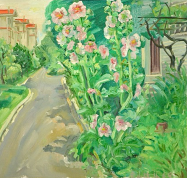 Painting titled "Hibiscus flower" by Shanlin Shu, Original Artwork, Oil