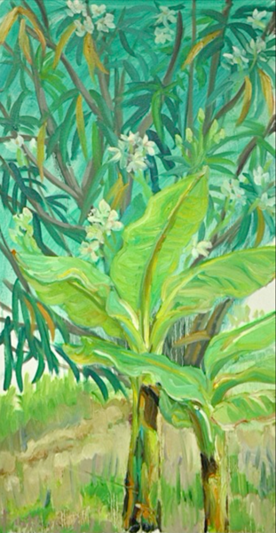 Painting titled "Oleander" by Shanlin Shu, Original Artwork, Oil