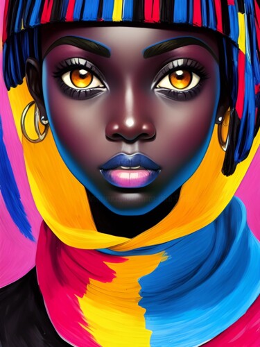 Arte digital titulada "Eyes of Senegal" por Shannon Dada, Obra de arte original, Pintura Digital